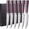 PAUDIN Steak Knife Set of 6, High-Quality German Stainless Steel Steak Knife, Ultra Sharp Serrate...