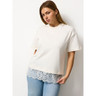 Buy Cream Oversized Lace Hem Short Sleeve Top L | Tops | Tu