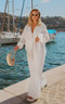 White Textured Wide Leg Trousers