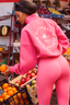 Roze hoodie met rits